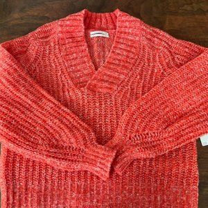 Anthropologie xs red and white speckled wool sweater